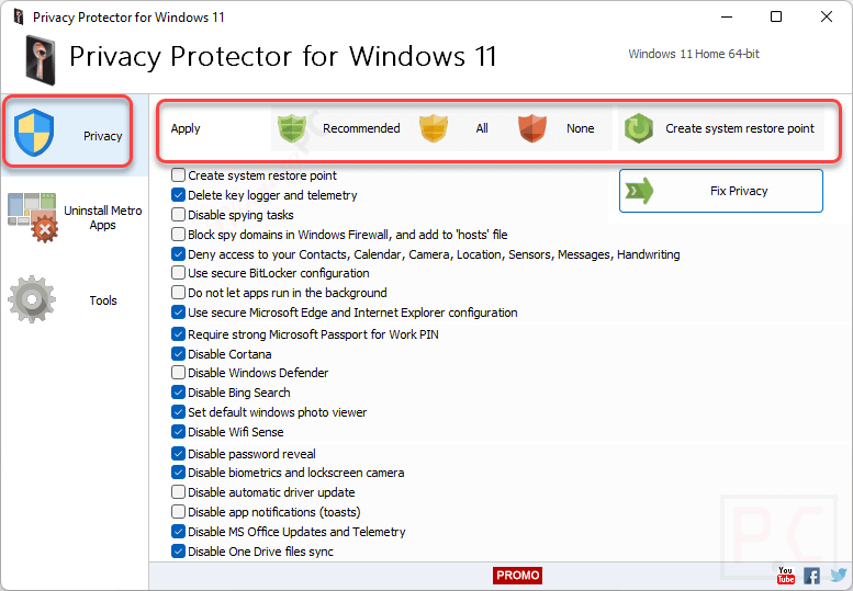 Privacy Protector For Windows