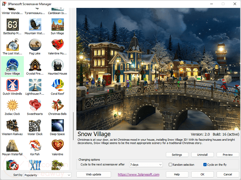 3D Planesoft Screensaver Snow Village Giveaway Free