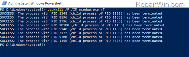 kill process from command prompt