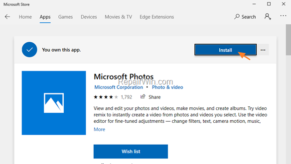install photos app windows 10