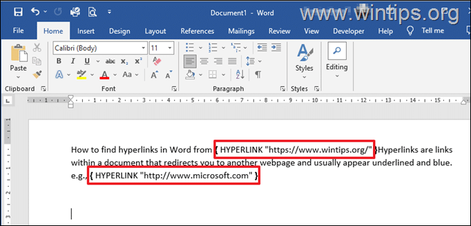 How to view hyperlinks in Word
