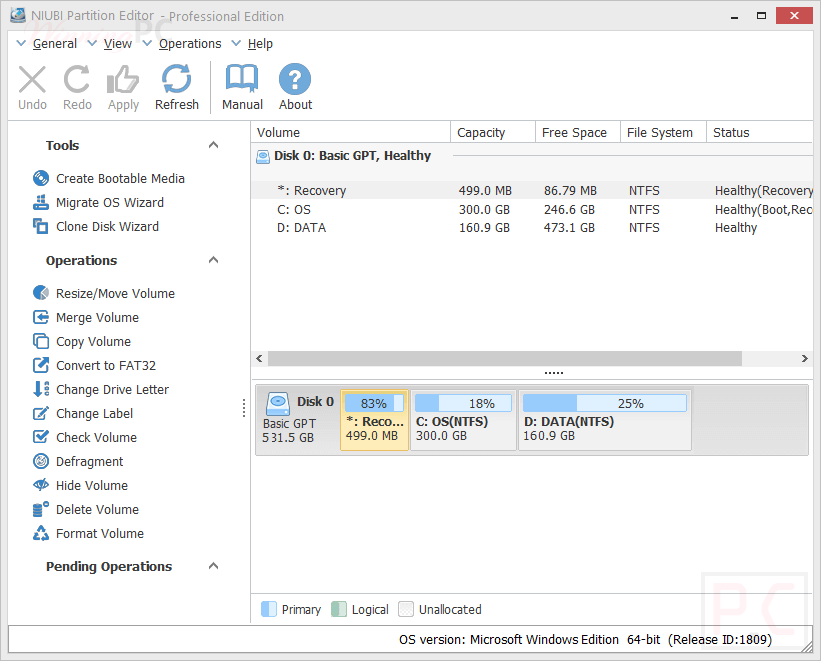 Niubi Partition Editor Professional Edition Screenshot