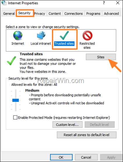 Disable Protected Mode Internet Explorer - Edge