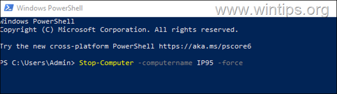 how to shutdown a remote computer from powershell