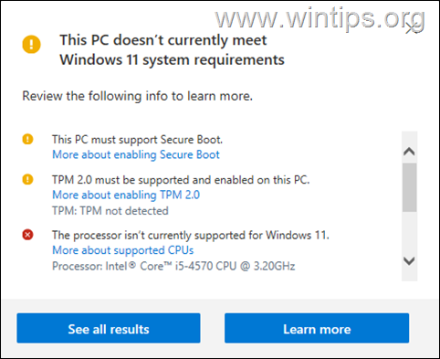 This PC doesn't meet Windows 11 system requirements