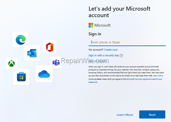 install windows 11 without ms account