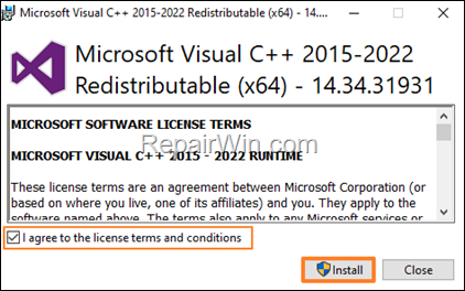 Microsoft Visual C++ Redistributable package