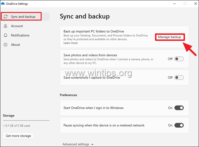 Choose Folders to Sync to OneDrive