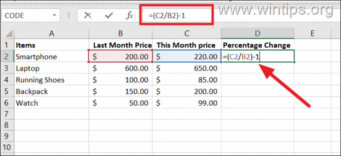 How to FInd Percentage Change Excel