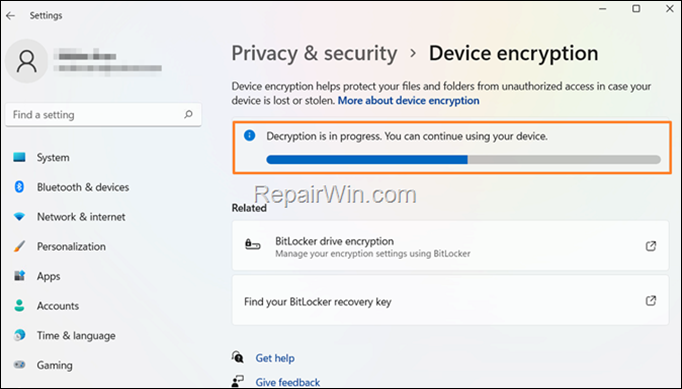 Disable Device Encryption