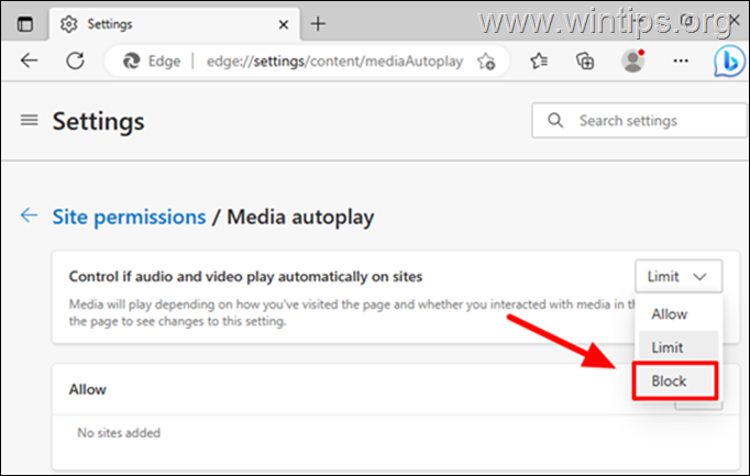 How to Block Audio - VIdeo Autoplay in Edge
