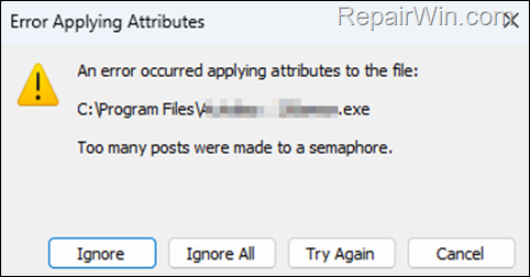 Too many posts were made to a semaphore when applying attributes