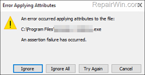 FIX: An assertion failure has occurred