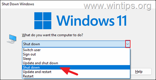 how-to-shutdown-without-update-windows-11/10.