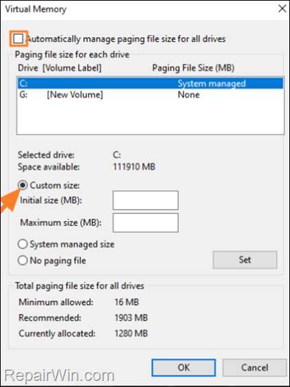 Increase Paging File on Windows 10/11