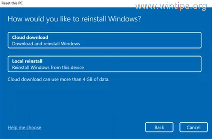 Windows 11 Reset this PC Settings