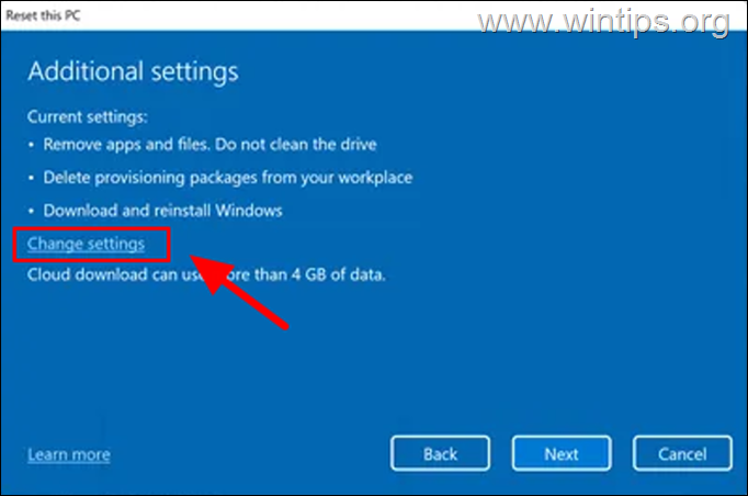 Reinstall Windows 11 using Reset This PC option