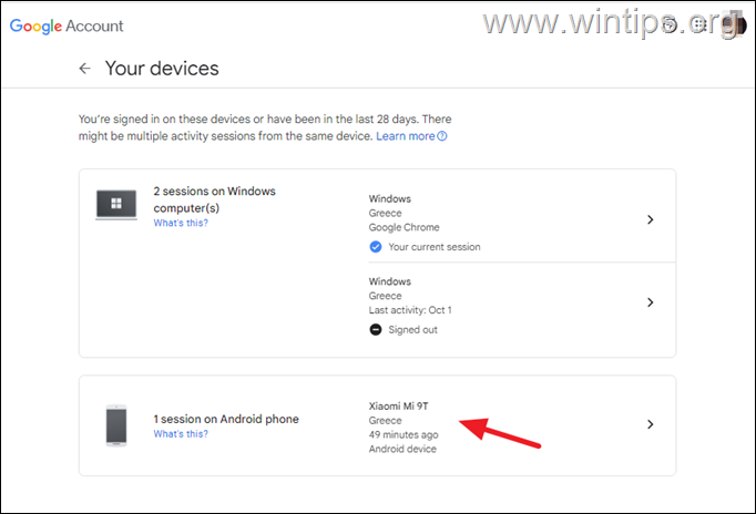 remove device from google account