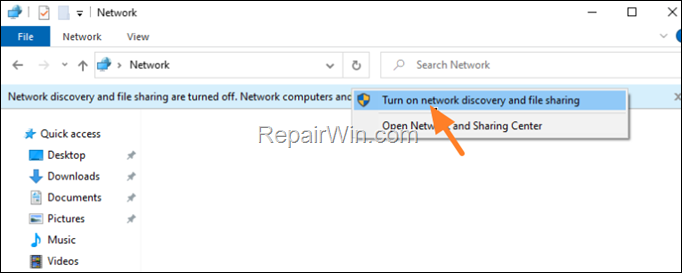 turn on network discovery