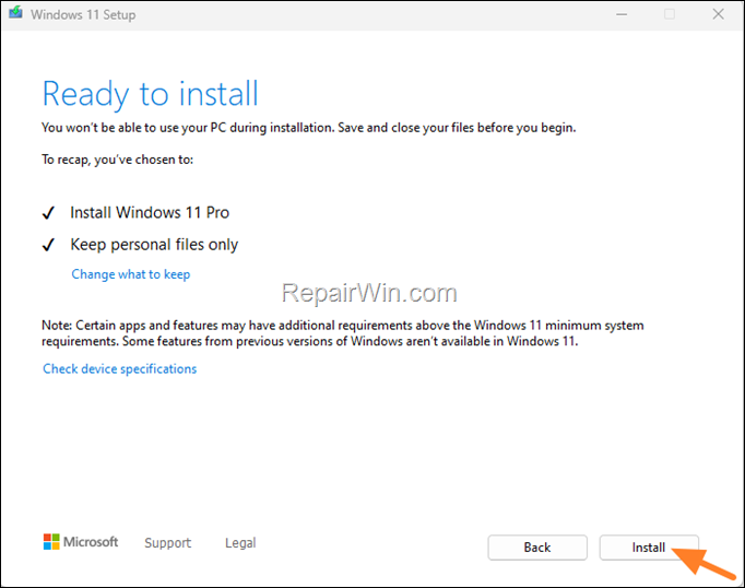 reinstall windows from iso