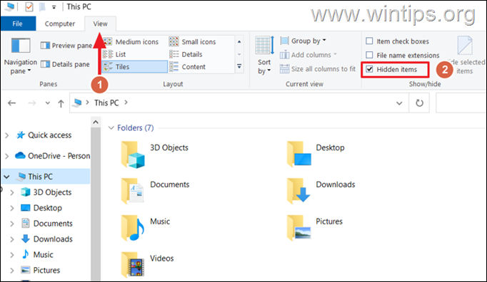 View Hidden files on Windows 10/11