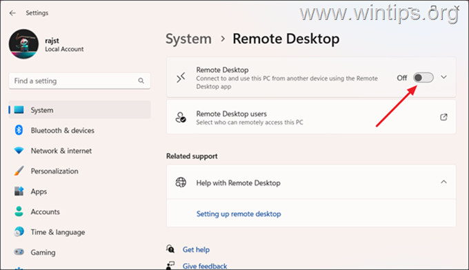  Enable Remote Desktop on Windows 11.