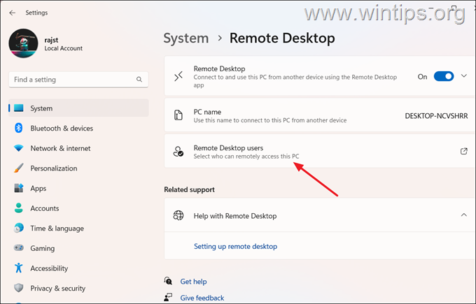Remote Desktop Users - Windows 11