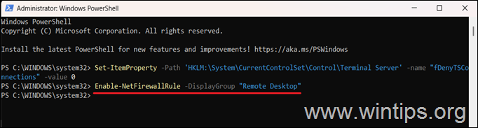 allow remote desktop powershell