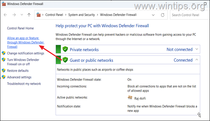 allow remote desktop in firewall