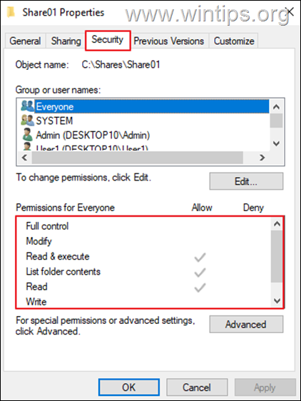 How to View Permissions on Shared Folders in Windows.